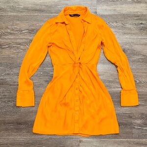 Zara Vibrant Orange Long Sleeve Dress